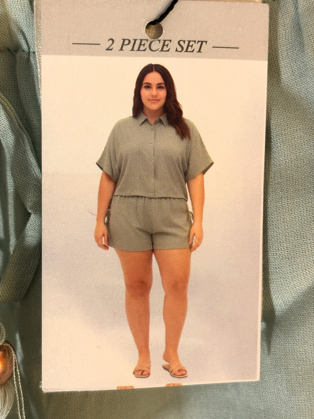 Salty Lemon 2pc Outfit Comfort Set Artichoke Shorts & Button Top Tassel 3XL
